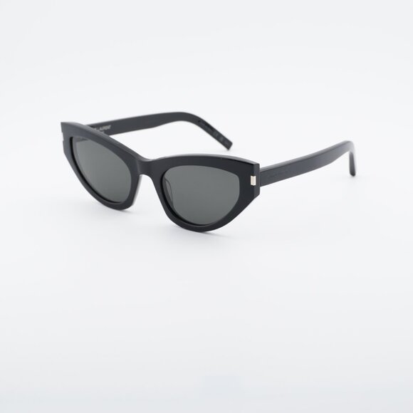 Saint Laurent SL215 GRACE 001 Sunglasses Black Cat Eye Frame, Grey Lenses main image 7